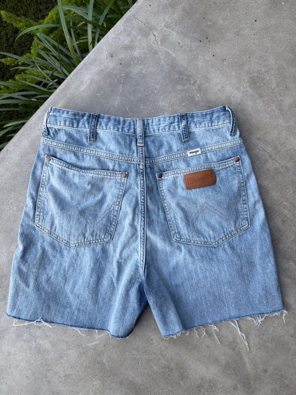 Wrangler Light Blue Denim Frayed Hem Shorts